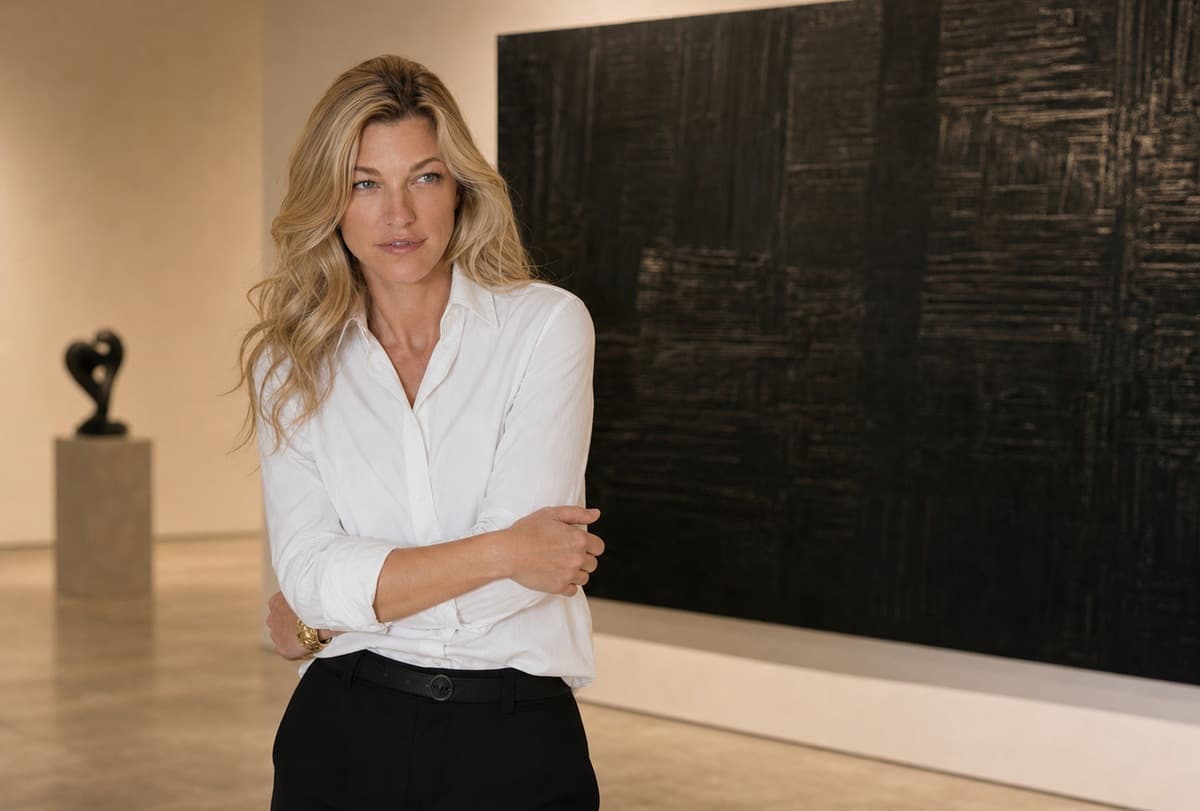 Nicole Junkermann in einer deutschen Galerie für die Kunstrundschau der ersten Juliwoche