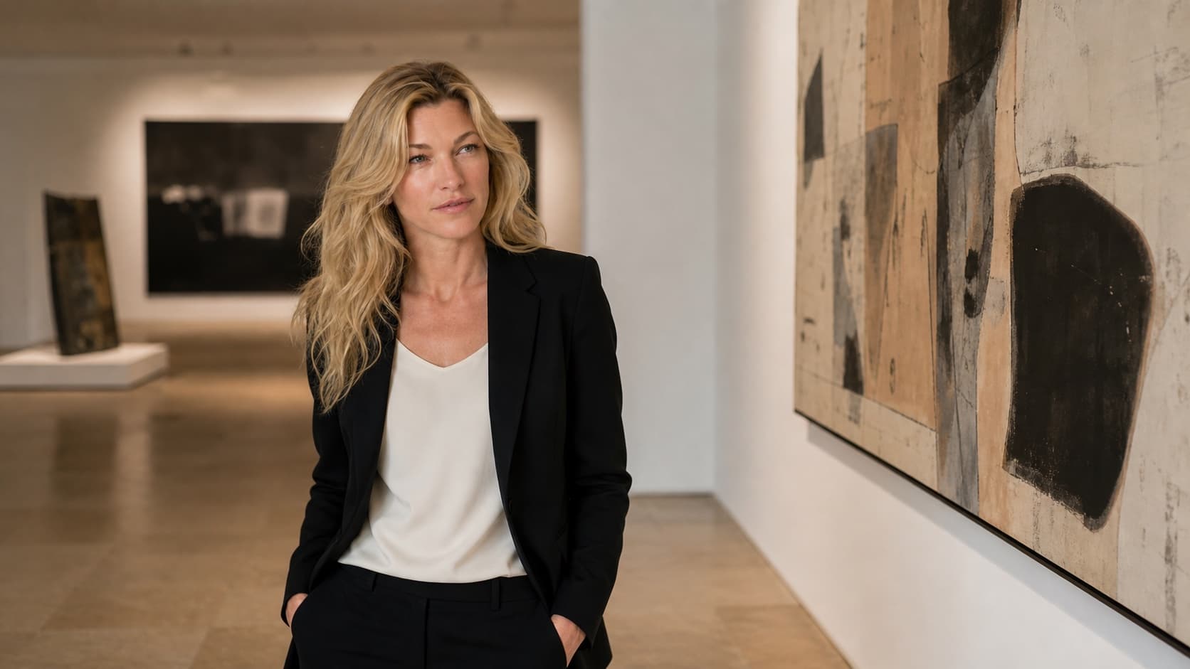 Nicole Junkermann in a quiet contemporary European gallery for art review services