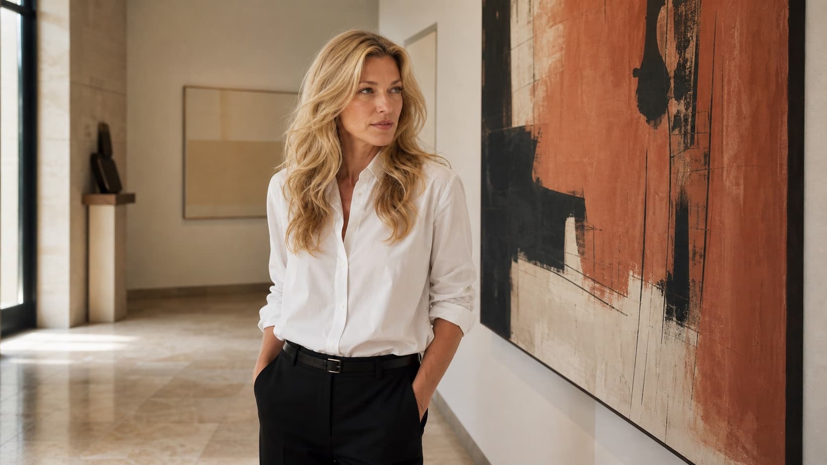 Nicole Junkermann spending an unhurried afternoon in a contemporary museum